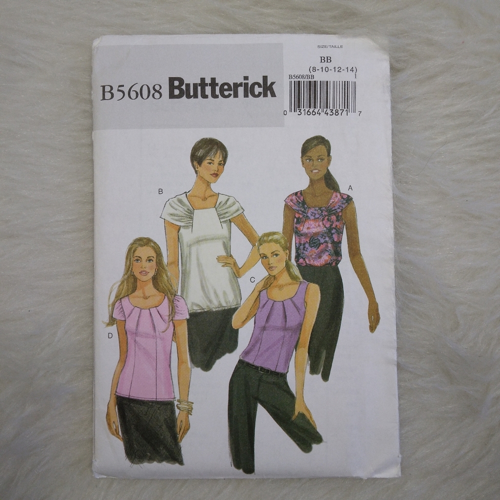 BUTTERICK B5608 SZ 8-14 EASY Misses Pullover Hip Length Tops In 4 Variations